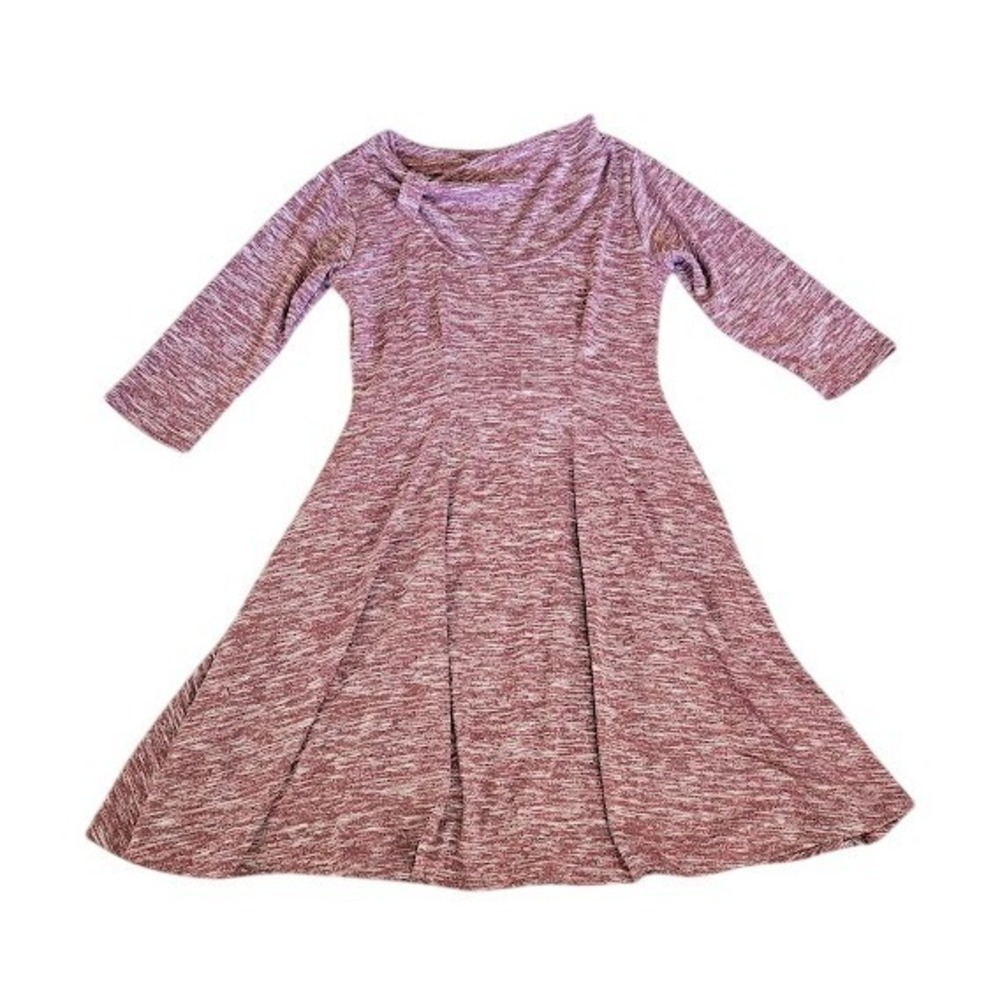 Karina Midi Dress Women XL Pink Fit Flare Classic 3/4 Sleeve Made in USA Knit